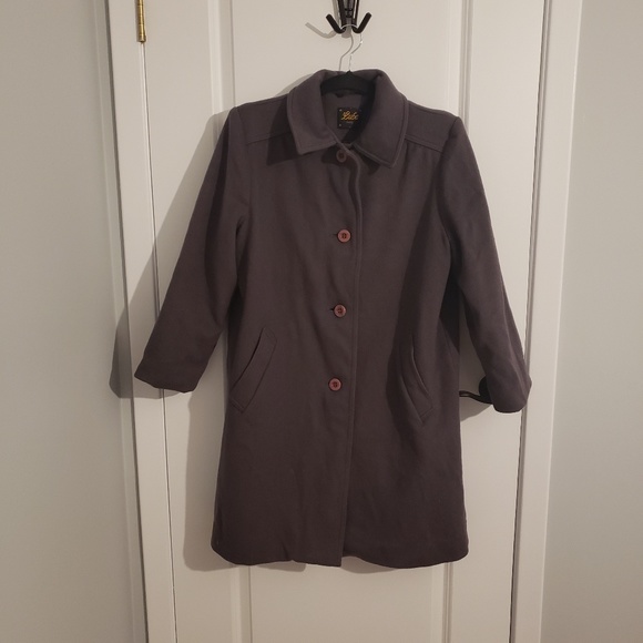 VINTAGE LUBA PARIS Dark Mauve 100% Wool Coat - Picture 3 of 8